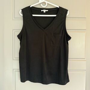 Green Envelope Black V-Neck Tank Top